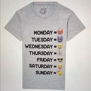 Little Eleven Paris Gray Emoji Short Sleeve Tee